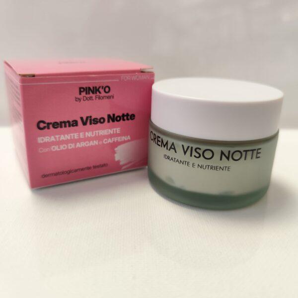 CREMA VISO NOTTE DONNA IDRATANTE E NUTRIENTE CON OLIO DI ARGAN E CAFFEINA DONNA PINK'O by Dott. Filomeni